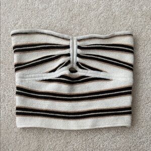 American Eagle Cream and Black Striped Top